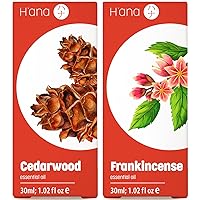 Cedarwood Oil for Hair Growth & Frankincense Oil for Skin Set - 100% Pure Therapeutic Grade Essential Oils Set - 2x1 fl oz - H'ana
