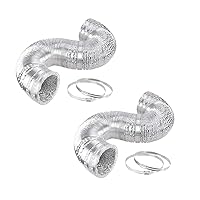 iPower 2 Pack 14 Inch 25 Feet Non-Insulated Flex Air Aluminum Dryer Vent Hose HVAC Ducting, 14 in 25ft, 2Pcs, Silver