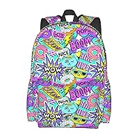 YISHOW 17 Inch Backpack With Adjustable Shoulder Straps Colorful Graffiti Cat Lightweight Bookbag Casual Daypack For Travel Work