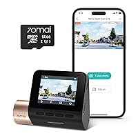 70mai Dash Cam Lite, 70mai Micro SD Card 64GB, 1080P Full HD, Sony IMX307, Built-in G-Sensor, 130° Wide Angle FOV, WDR, Night Vision, Loop Recording