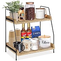 Coffee Bar Accessories and Organizer Countertop, Coffee Station Organizer Kitchen Counter Shelf Organizer,Coffee Condiment Storage,Cup Lid Holder Countertop Shelf for Bathroom (Brown)