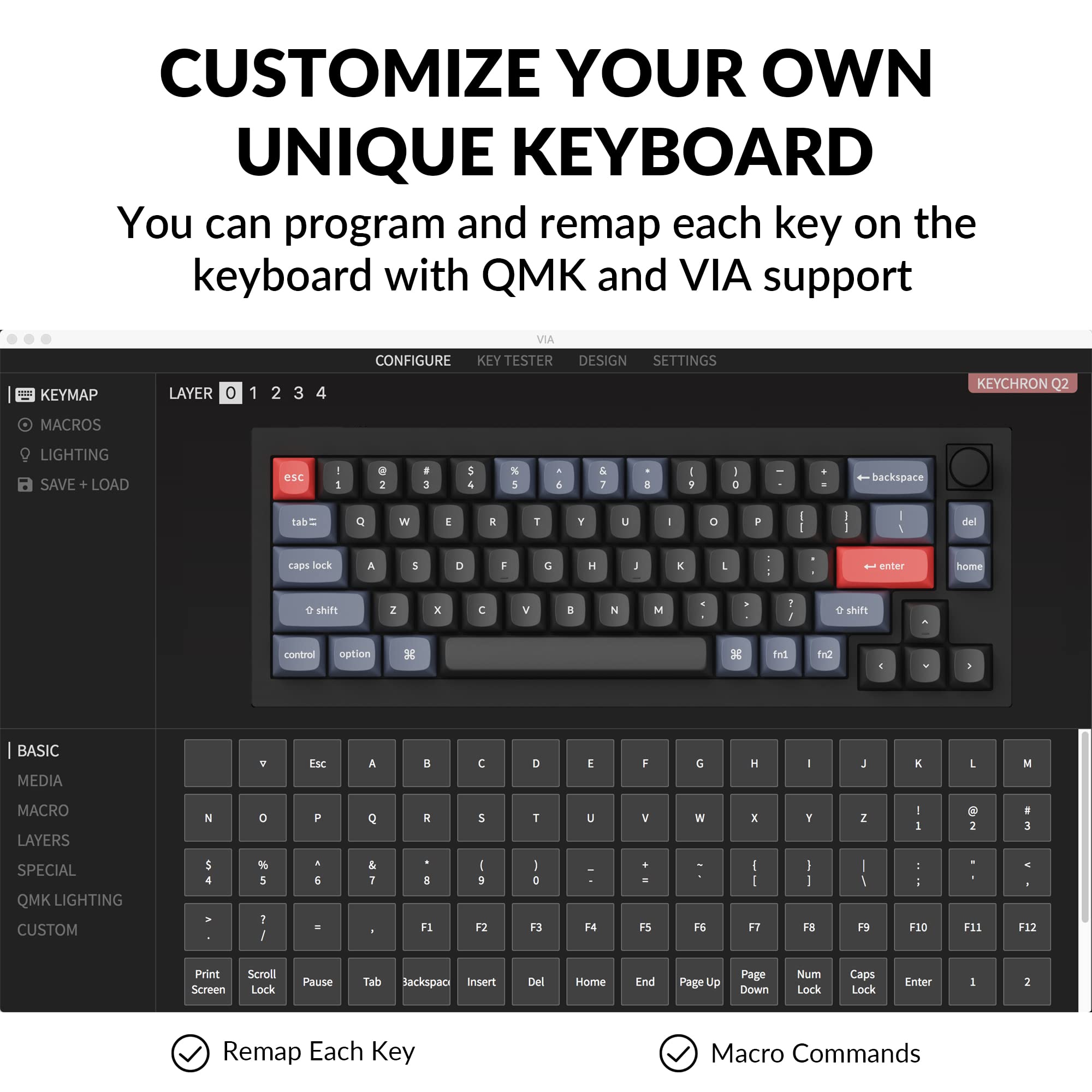 Keychron Q2 Wired Custom Mechanical Keyboard Knob Version, 65% Layout QMK/VIA Programmable Macro with Hot-swappable Gateron G Pro Brown Switch Double Gasket Compatible with Mac Windows Linux (Black)