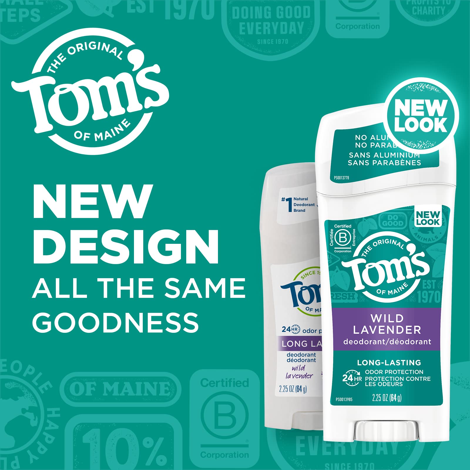 Tom's of Maine Long-Lasting Aluminum-Free Natural Deodorant for Women, Wild Lavender, 2.25 oz. (Packaging May Vary)
