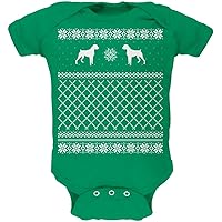 Boxer Ugly Christmas Sweater Kelly Green Soft Baby One Piece