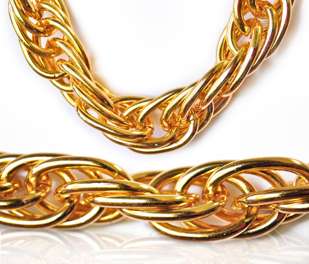 Arsimus 40-Inch Heavy Gold Dookie Chain for 80s and 90s Rapper Costume