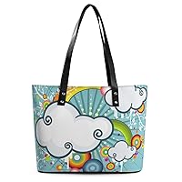 Womens Handbag Cloud Rainbow Bubble Leather Tote Bag Top Handle Satchel Bags For Lady