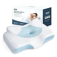 Cervical Pillow for Neck Pain Relief, Hollow Design Odorless Memory Foam Pillows with Cooling Case, Adjustable Orthopedic Bed Pillow for Sleeping, Contour Support for Side Back Stomach Sleepers