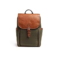 ONA The Monterey Leather/Waxed Canvas Backpack, Olive and Antique Cognac