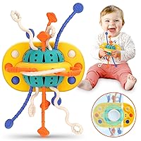NPET Montessori Toys for Babies 6-12 Months Baby Sensory Toys, Food Grade Silicone Travel Pull String Toy with Suction Cup Stroller Crib Car Seat Baby Fidget Toy 1 Year Old Baby Gifts for Boys Girls