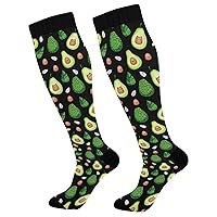 Womens Compression Socks Knee High Compression Socks For Men for Teens Boot Socks 2 Pack Avocado Fruit on