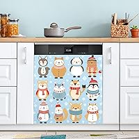 Christmas Winter Snowman Snowflake Dishwasher Magnet Cover Dishwasher Covers for The Front Magnetic Dishwasher Cover Panel Magnetic Refrigerator Cover for Kitchen Home Farmhouse Decor - 23 X 26 in