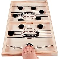 Fast Sling Puck Game,Wooden Hockey Game,Super Foosball Table Small Size 14.3 Inch X 8.5 Inch