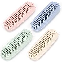 4 PCS Wheat Straw Foldable Hair & Makeup Comb: Portable, Eco-Friendly, For Men & Women - Perfect for Travel