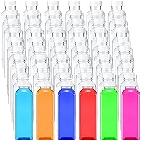 200 Pcs Plastic Bottles with Caps Square Clear Juice Bottles Bulk Beverage Containers Reusable Empty Juicing Bottles with Lids PET Refillable Water Bottles for Smoothie Drinking Tea Milk (White, 16oz)