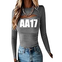 EFOFEI Women's Hollow Slim T-Shirt Solid Color Sexy Long Sleeve Top