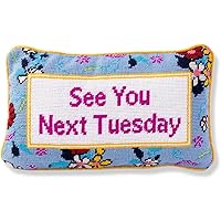 Handmade Needlepoint Decorative Throw Pillow - Next Tuesday - 9