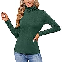 Women Mock Turtle Neck Base Layer Top Basic Long Sleeve Tee Shirt Tight Regular Fit Blouses Active Tops Sweatshirts