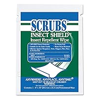 Scrubs 91401 Insect Shield Insect Repellent Wipes, 8 x 10, White, 100/Carton