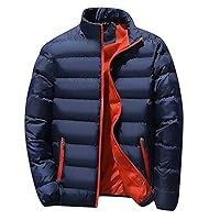Puffy Jacket Men Cotton Lightweight Warm Winter Coat Stand Collar Quilted Waterproof Windproof Insulated Jackets