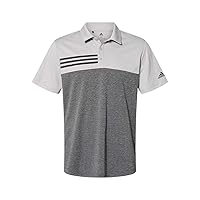 adidas - Heathered Colorblock 3-Stripes Polo - A508 - L - Grey Two Heather/Black Heather