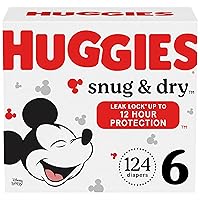Huggies Size 6 Diapers, Snug & Dry Baby Diapers, Size 6 (35+ lbs), 124 Count (2 packs of 62), Packaging May Vary