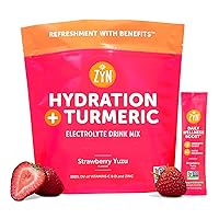 ZYN Turmeric Powder, Electrolyte Drink Mix Hydration Packets 32 Servings | Strawberry Yuzu | Healthy Electrolytes Powder with Turmeric Powder, Vitamin C, Zinc & Curcumin