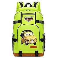 Cars Graphic Backpack Lightweight Casual Daypack,Large Capacity Laptop Bag with Frontal Pocket, Yellow