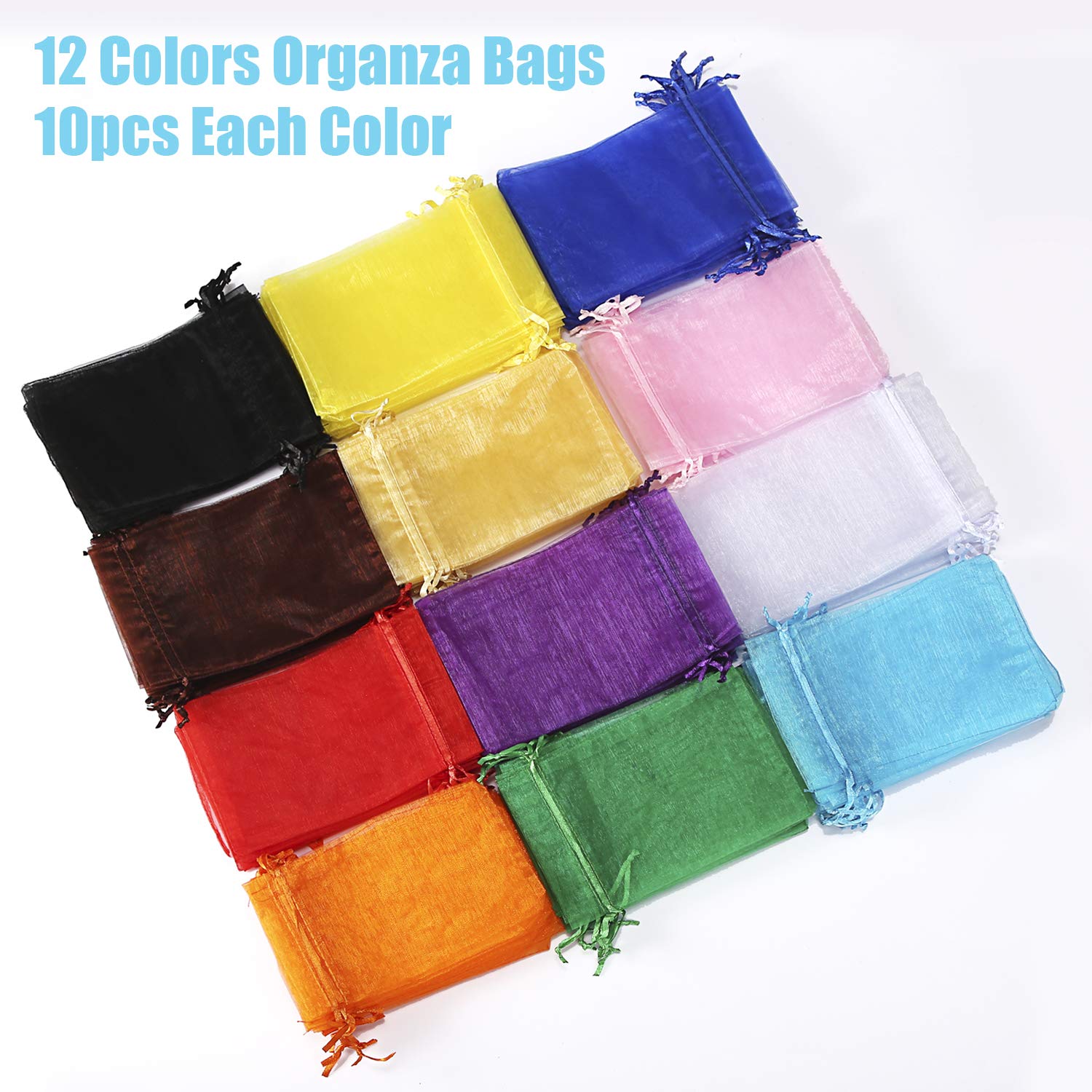Bouraw 120Pcs Organza Bags 4x6 Inches with Drawstring, Jewelry Pouches Wedding Party Christmas Favor Gift Bags (Mixed Color)