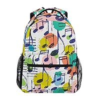 ALAZA Music Notes Colorful Backpack Purse with Multiple Pockets Name Card Personalized Travel Laptop School Book Bag, Size S/16 inch