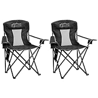 Oversized Portable Outdoor Chairs, Weight Capacity 325 lbs with Cup Holder, Storage Pocket, Carry Bag Black