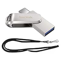 SanDisk 128GB Ultra Dual Drive Luxe 150MB/s USB 3.1 to Type-C Flash Drive SDDDC4-128G for Smartphones, Tablets, & PC Bundle with (1) GoRAM Lanyard (128GB)