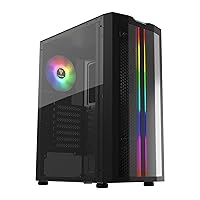 GAMDIAS ATX Mid Tower Gaming Computer PC Case with Side Tempered Glass, 1x 120mm ARGB Case Fans, ARGB LED Lighting Strips and Sync with 5V RGB Motherboard and Excellent Airflow