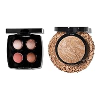 LAURA GELLER NEW YORK Baked Balance-n-Brighten Powder Foundation, Medium + Baked Eyeshadow Quad, Pink Buttercream