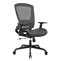 Mesh Office Chair,Ergonomic Computer Desk Chair,Sturdy Task Chair- Adjustable Lumbar Support & Armrests,Tilt Function,Comfort Wide Seat,Swivel Home Office Chair (Grey)