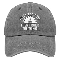 Drink Coffee Build Woodworking Graphic by Graphic School hat for Men Vintage Cotton Washed Baseball