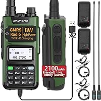 BAOFENG GM-15 Pro GMRS Radio 8W (Upgrade of UV-5R),NOAA Weather Receiver Radio,GMRS Repeater Capable,Rechargeable Long Range Two Way Radio with Extended Battery USB-C Charger 771 GMRS Antenna,2Pack