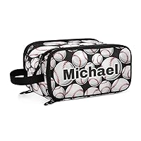 Baseball Softball Ball Graphics Personalized Toiletry Bag Large Capacity Shower Bag Wide Opening Shaving Bag for Men Adults Long Travel