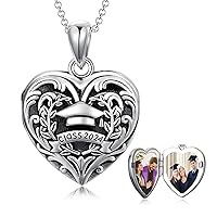 Sterling Silver Heart Shaped Locket Necklace That Holds Pictures Photo Keep Someone Near to You Custom Gold Lockets Jewelry Personalized Letters Engraving