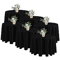 Fitable 6 Pack Black Round Tablecloths - 120 Inches in Diameter - Stain Resistant and Washable Table Clothes, Polyester Fabric Table Covers for Wedding, Party, Banquet, Formal Events