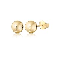 Gold Ball Stud Earrings for Women and Girls | 10k, 14k | White Yellow or Rose Gold | 5mm -12mm | Nickel Free