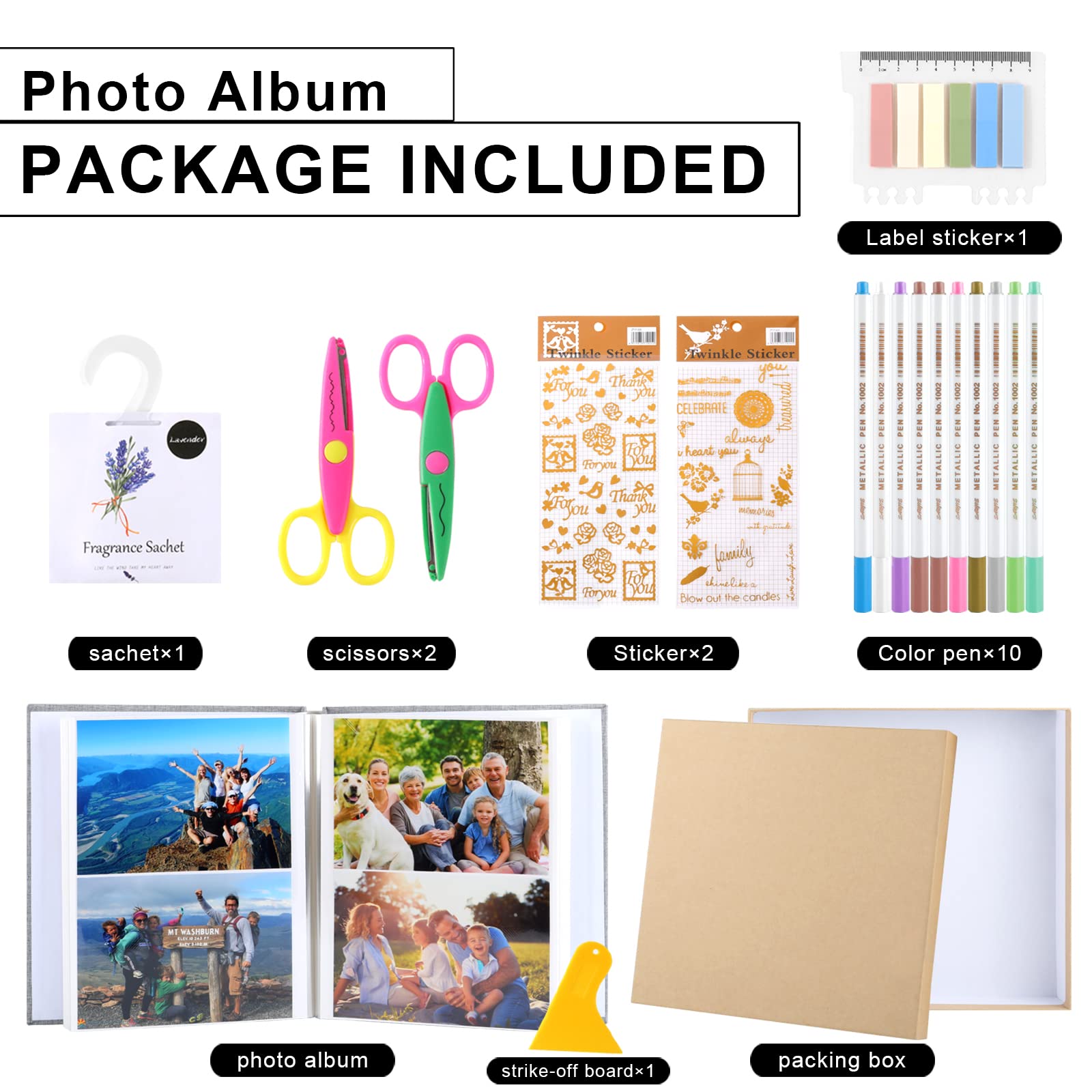 Large Photo Album Self Adhesive for 4x6 8x10 Pictures Magnetic Scrapbook  Album DIY 40 Blank Pages with A Metallic Pen