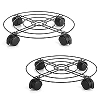 2 Pack Plant Caddy With Wheels Heavy Duty 12.6 inches Metal Round Plant Dolly Rolling Plant Stand Holder for Outdoor Indoor Patio Garden Planter Potted Stand