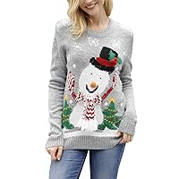 Pink Queen Women's Ugly Christmas Xmas Pullover Sweater Jumper Snowman L