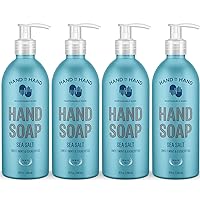 Hand in Hand Nourishing Liquid Hand Soap, 10 Fl Oz, Sweet Mint & Eucalyptus, Sea Salt Scent, 4 Pack