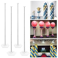 YALLOVE Balloon Column Stand Kit Set of 4, 7 Feet Height Adjustable Balloon Tower Pillar with Reusable Metal Telescopic Design for Birthday, Wedding, Baby Shower, Graduation Party Decoration