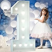 4FT Marquee Light Up Numbers, Marquee Numbers 1, Cool White Light Up Numbers for Party, Big Numbers for 1st 16st 21st Birthday Party Decorations,Large Cardboard, Anniversary Decor
