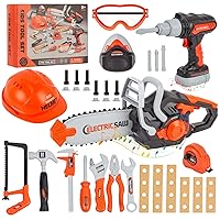 Kids Tool Set, 35PCS Toddler Tool Set with Electronic Toy Chainsaw & Toy Drill, Pretend Play Kids Toys, Toy Tools for Kids Ages 3 4 5 6 7 8 Years Old, Boy Toys