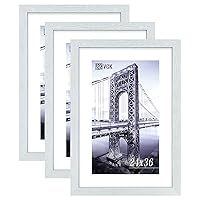24x36 Inch Solid Wood Poster Frames with Wall Mounting Hanging Picture Frame White 3 Pack