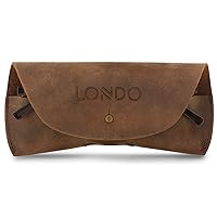 Genuine Leather Eyeglasses & Sunglasses Case with Button Closure