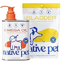 Native Pet Dog UTI Treatment Over The Counter & Fish Oil for Dogs to Support Itchy Skin + Mobility | 60 Chews & 8 Oz